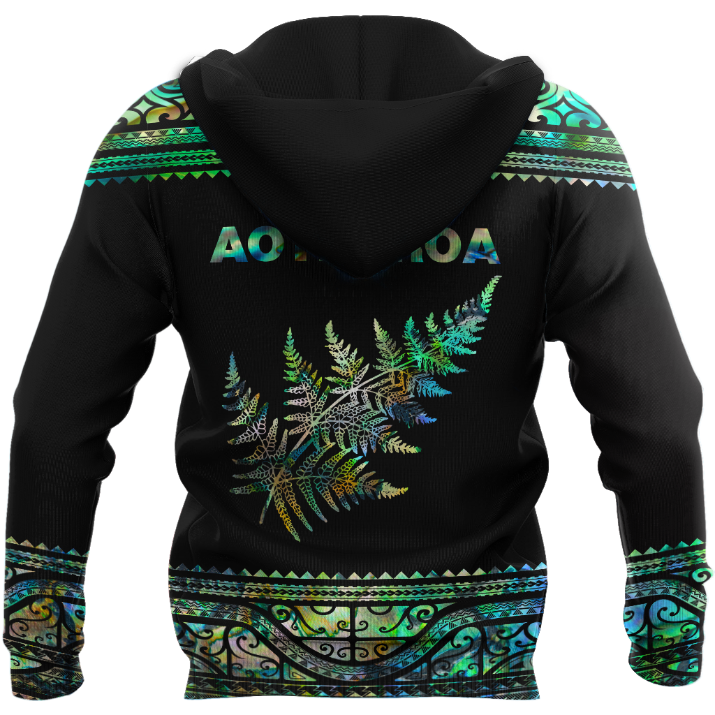Aoteatoa New Zealand Maori Silver Fern - Paua Shell 3d all over printed shirt and short for man and women-Apparel-PL8386-Hoodie-S-Vibe Cosy™
