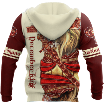 Custom Name December King Lion  3D All Over Printed Unisex Shirts