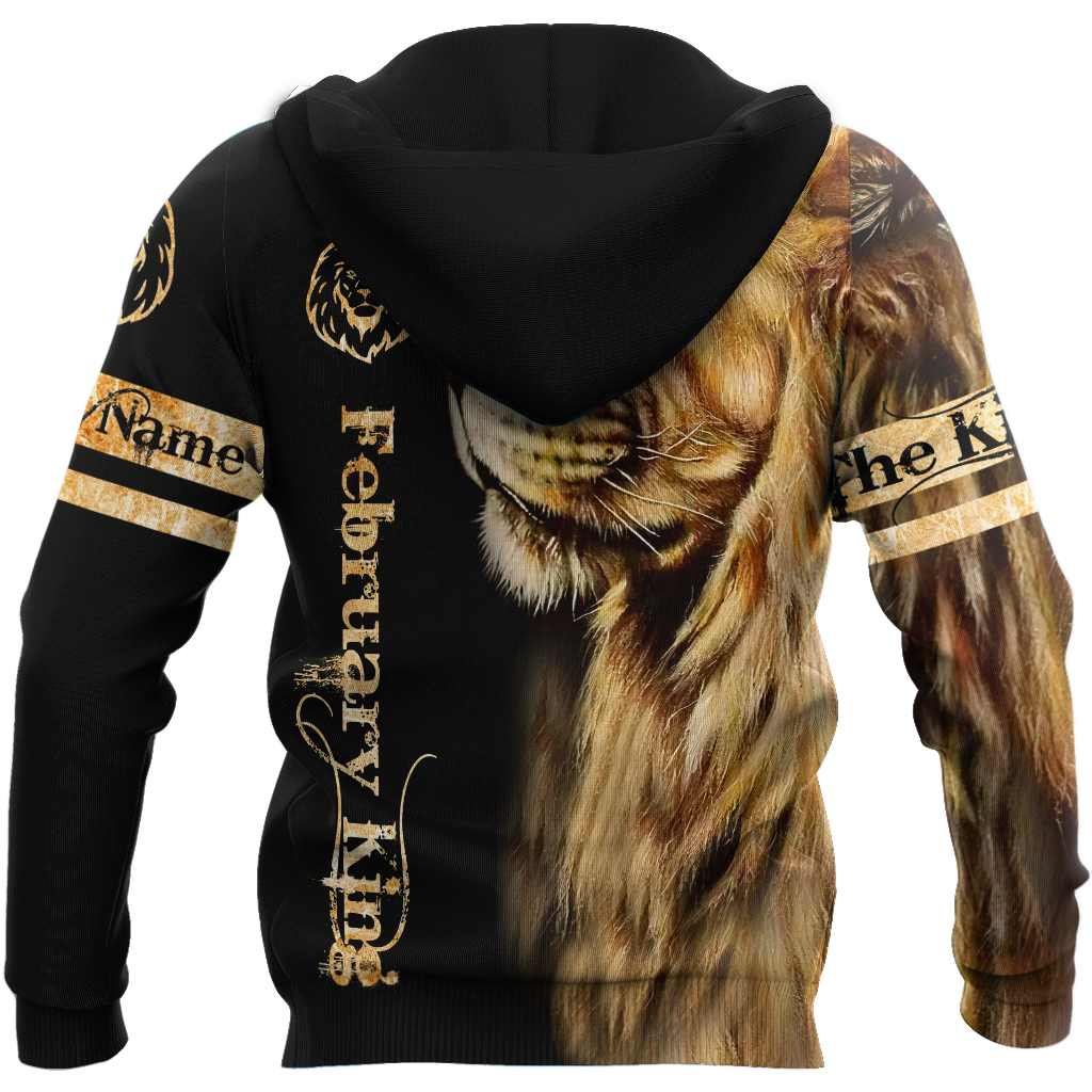 Custom Name February King Lion  3D All Over Printed  Unisex Shirt
