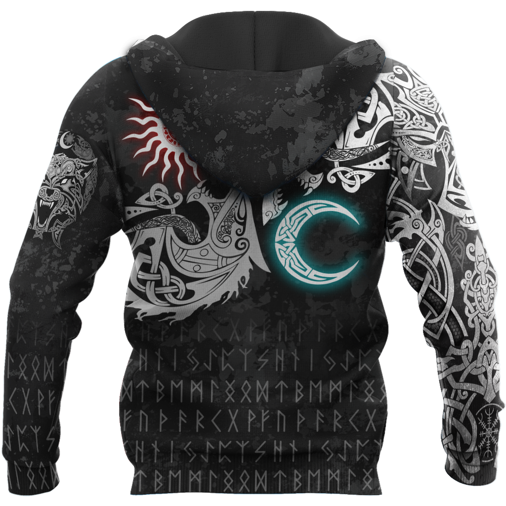 Ragnarok Monsters Sköll and Hati 3D All Over Print Hoodie