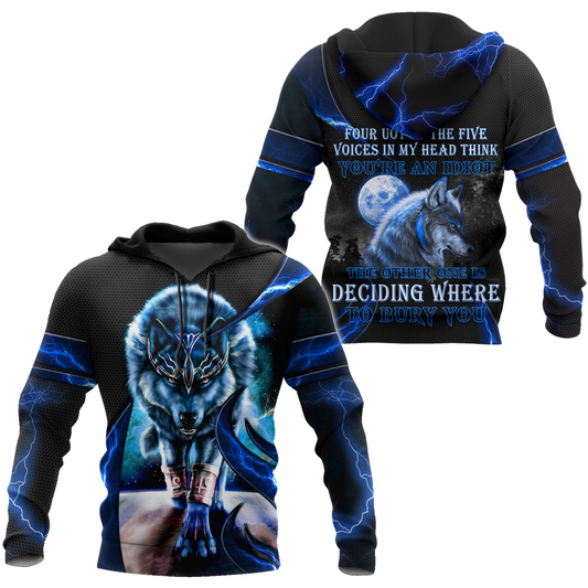 Blue Thunder Wolf 3D All Over Printed Shirts For Men and Women HAC080101