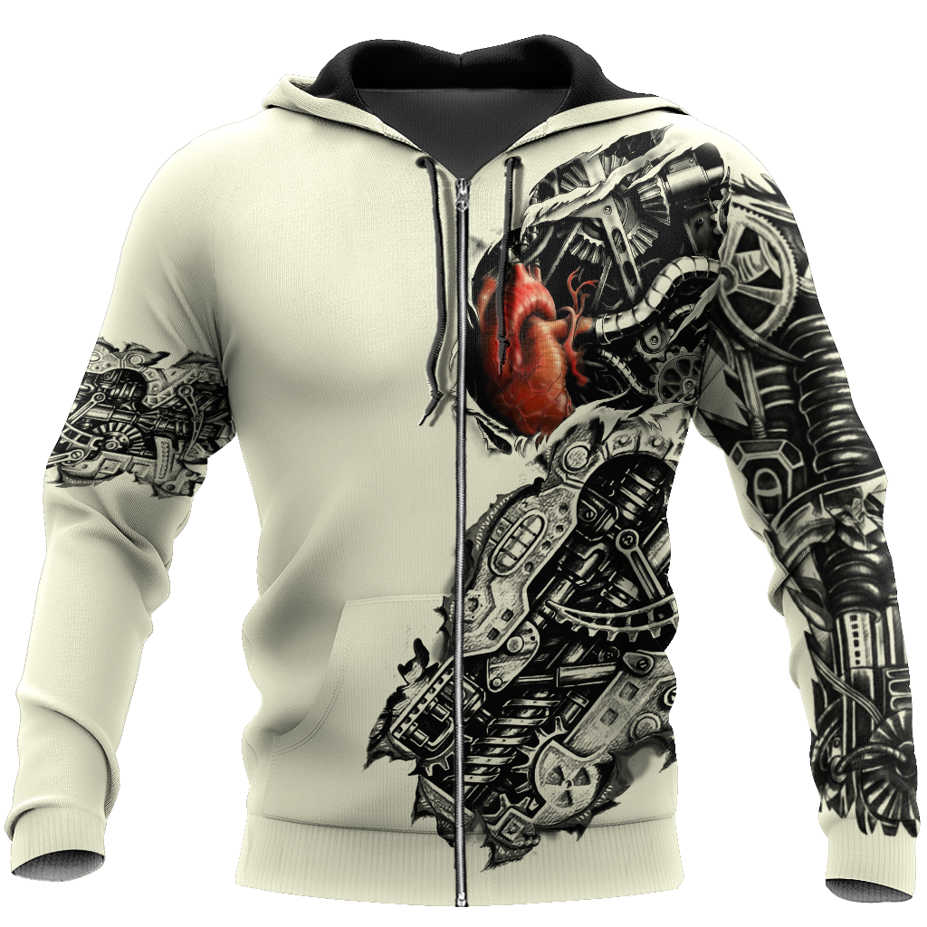 Mechanic Metal Tattoo 3D All Over Printed Shirts HAC180502-Apparel-MP-Zipped Hoodie-S-Vibe Cosy™
