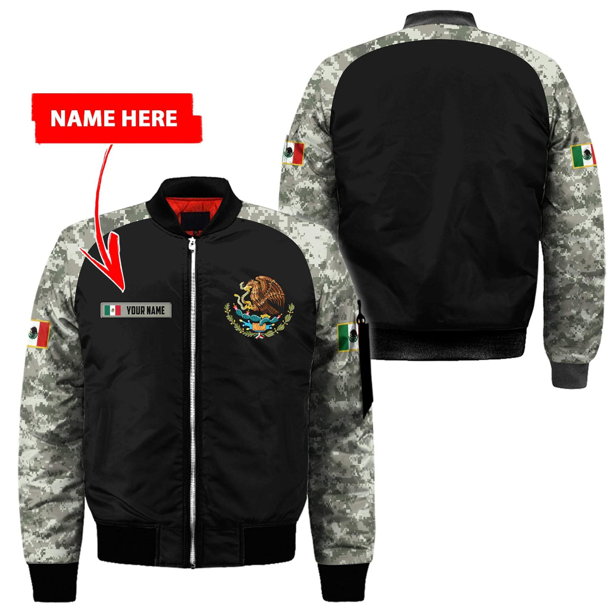 Mexico Coat Of Arms no03 Personalized Name 3D Unisex Hoodie