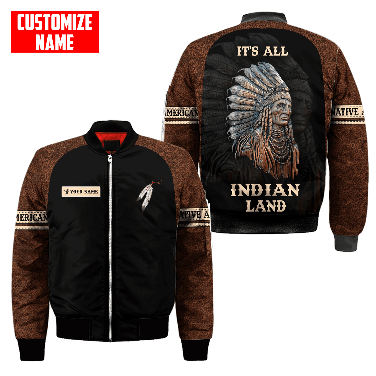 Customized name Native American 3D All Over Printed Unisex Shirts