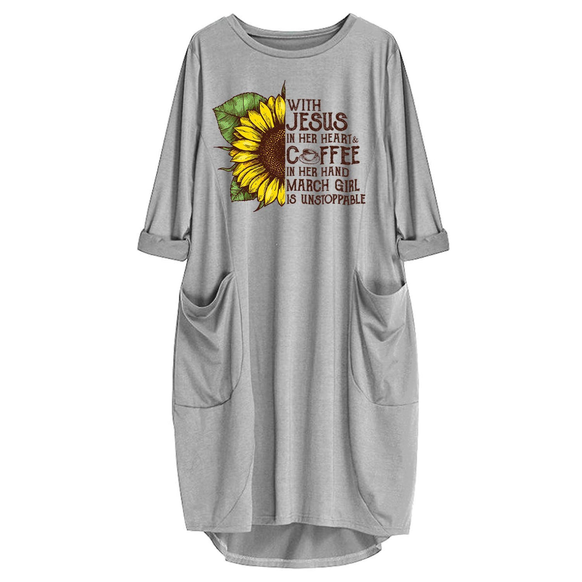 With Jesus In Her Heart And Coffee In Her Hand March Girl Is Unstoppable Dress-Apparel-GP Art-Dress-S-Vibe Cosy™