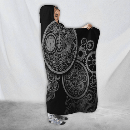 Steampunk Mechanic 3D Over Printed Hooded Blanket for Men and Women-ML