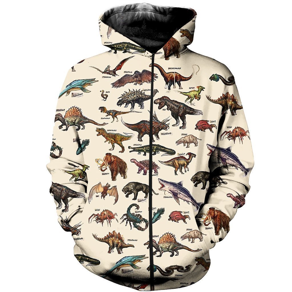 3D All Over Printed Dinosaur & Wildlife Of The Ark Shirts and Shorts-3D All Over Printed Clothes-HP Arts-Zipped Hoodie-XS-Vibe Cosy™