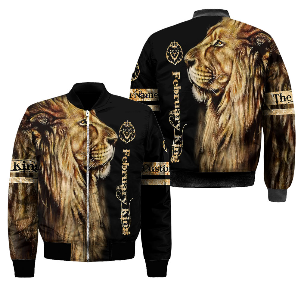 Custom Name February King Lion  3D All Over Printed  Unisex Shirt