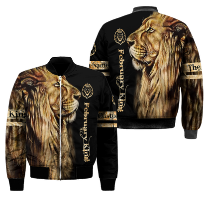 Custom Name February King Lion  3D All Over Printed  Unisex Shirt