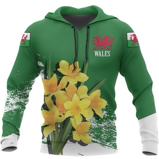Wales Daffodil Hoodie Special Version PL-Apparel-PL8386-Hoodie-S-Vibe Cosy™