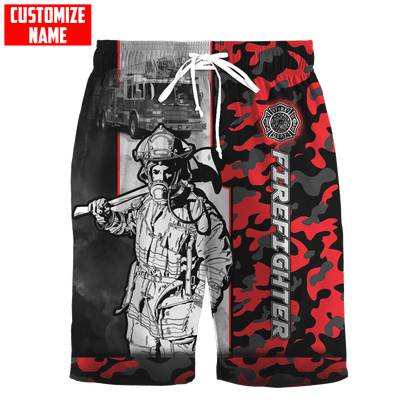 Customize Name Firefighter Combo T-Shirt And Board Short
