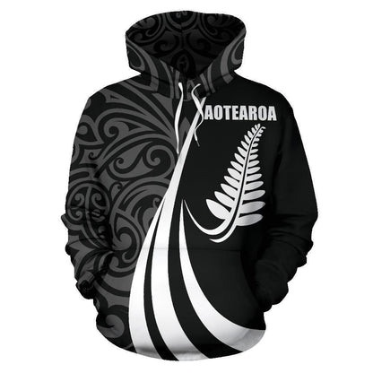 New Zealand Maori Silver Fern Hoodie White PL148-Apparel-PL8386-Hoodie-S-Vibe Cosy™