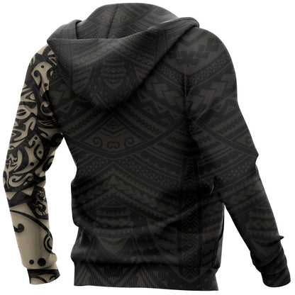 Maori Lion Tattoo New Zealand All Over Hoodie Golden PL164-Apparel-PL8386-Hoodie-S-Vibe Cosy™