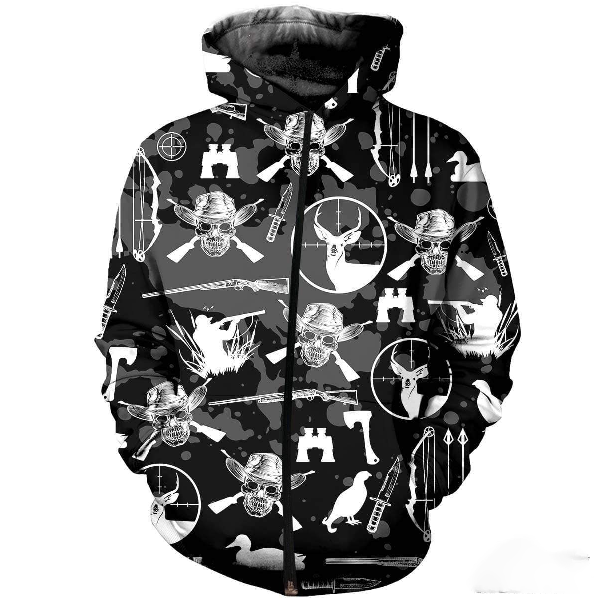 3D PRINTED HUNTING SKULL CLOTHES PL282-Apparel-PL8386-Zipped Hoodie-S-Vibe Cosy™