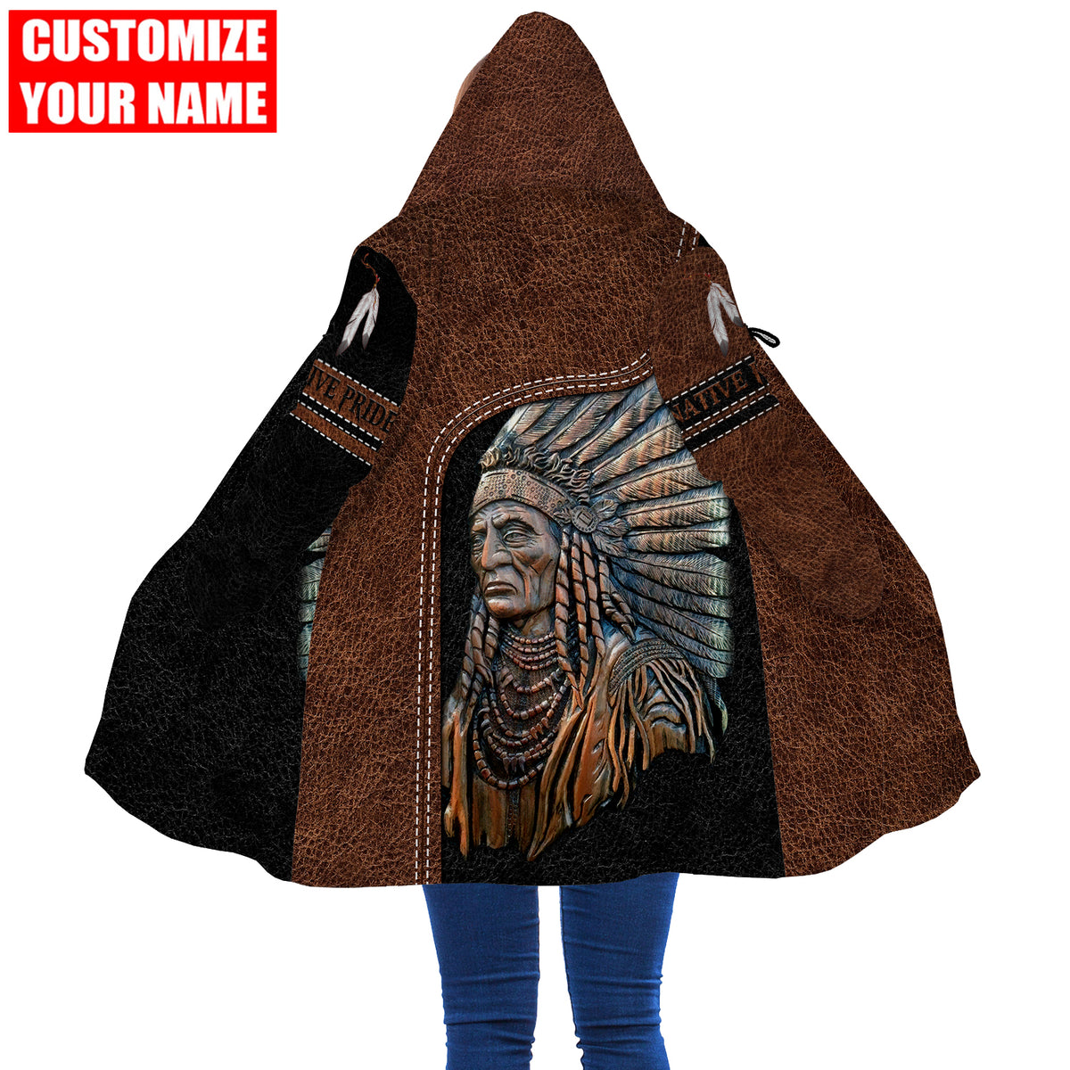 Customized Name Native American 3D All Over Printed Legging + Cloak