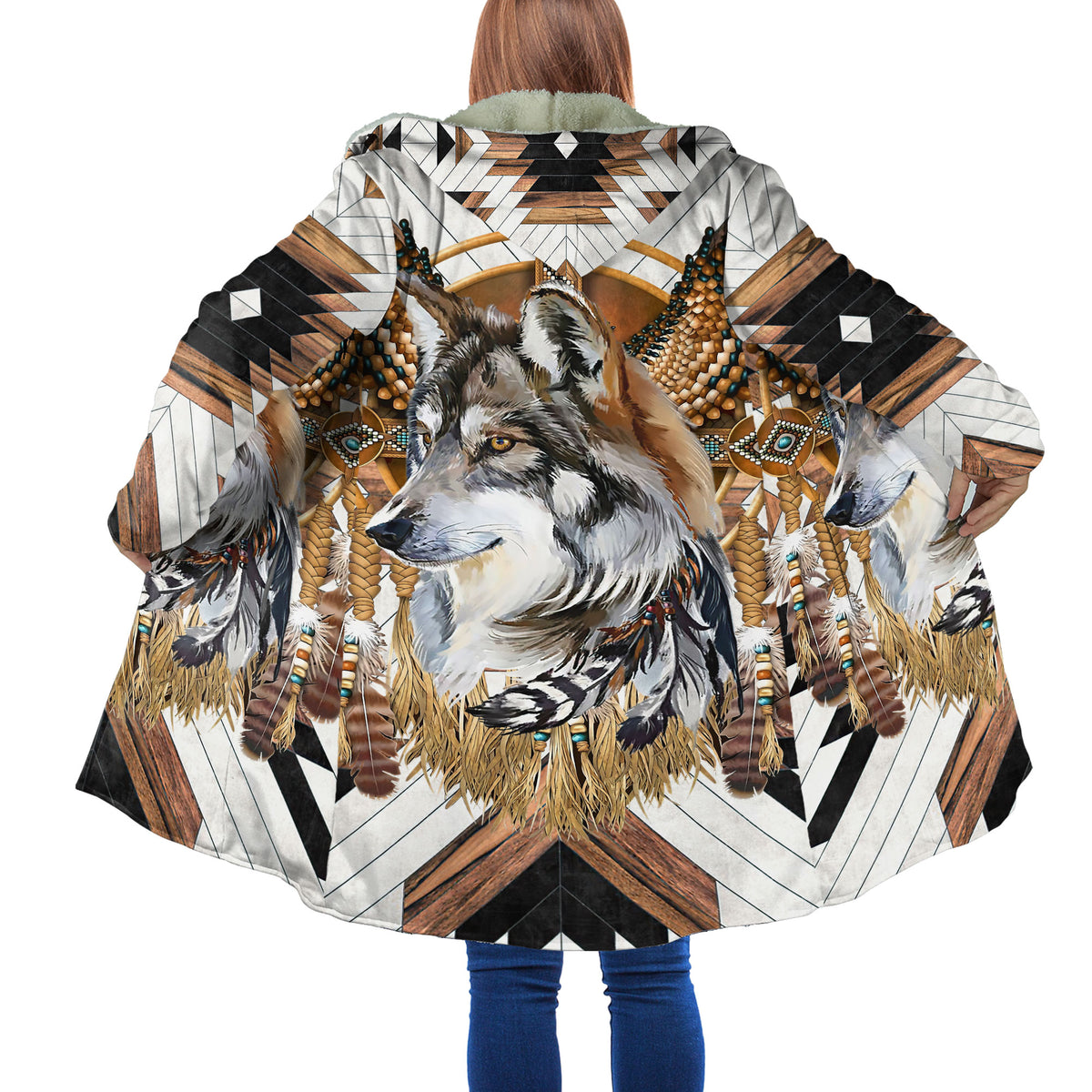 Love Wolf Native American 3D All Over Printed Shirts for Women