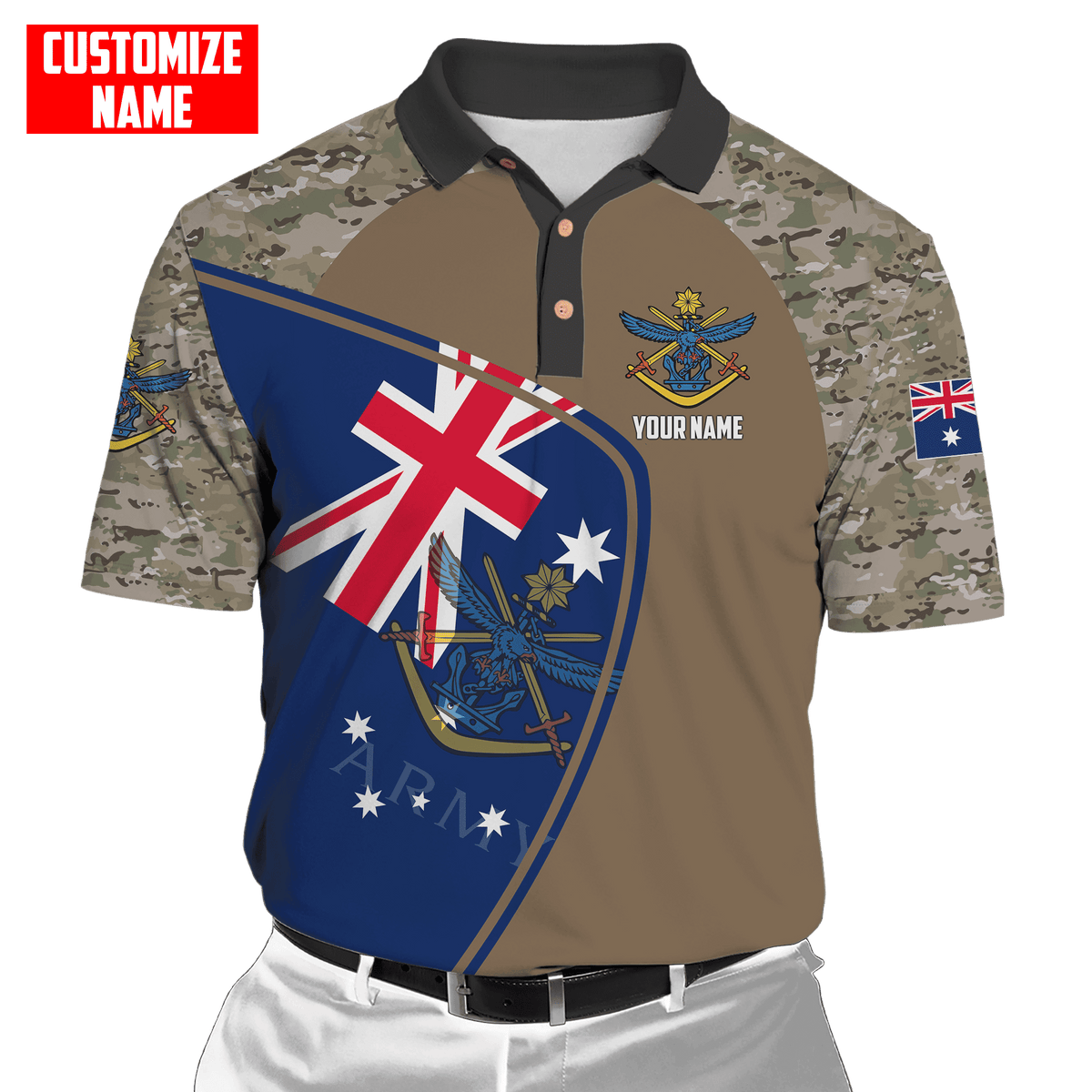 Custom name Anzac day Australia Army 3D printed shirts