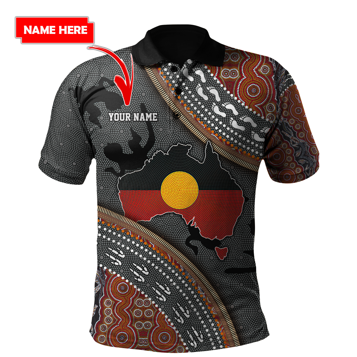 Custom name Aboriginal dots Zip pattern 3D design printed shirts