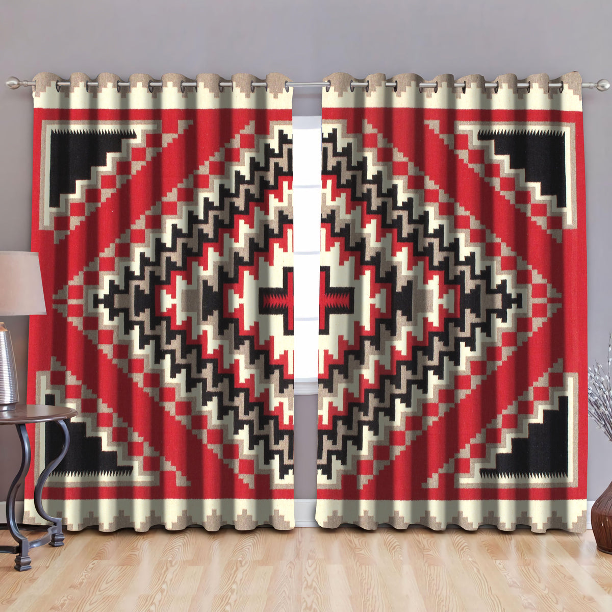 Native American Pattern Blackout Thermal Grommet Window Curtains Pi190507-Curtains-MP-52'' x 63''-Vibe Cosy™