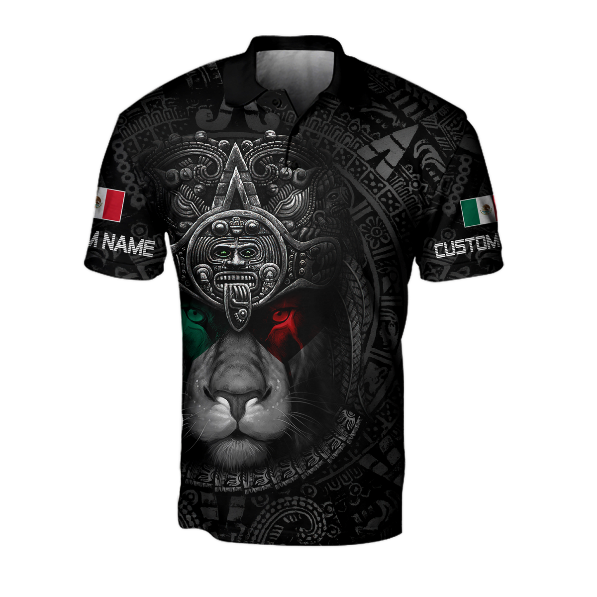Custom Name Mexican Lion Warrior 3D All Over Printed Shirt for Men and Women