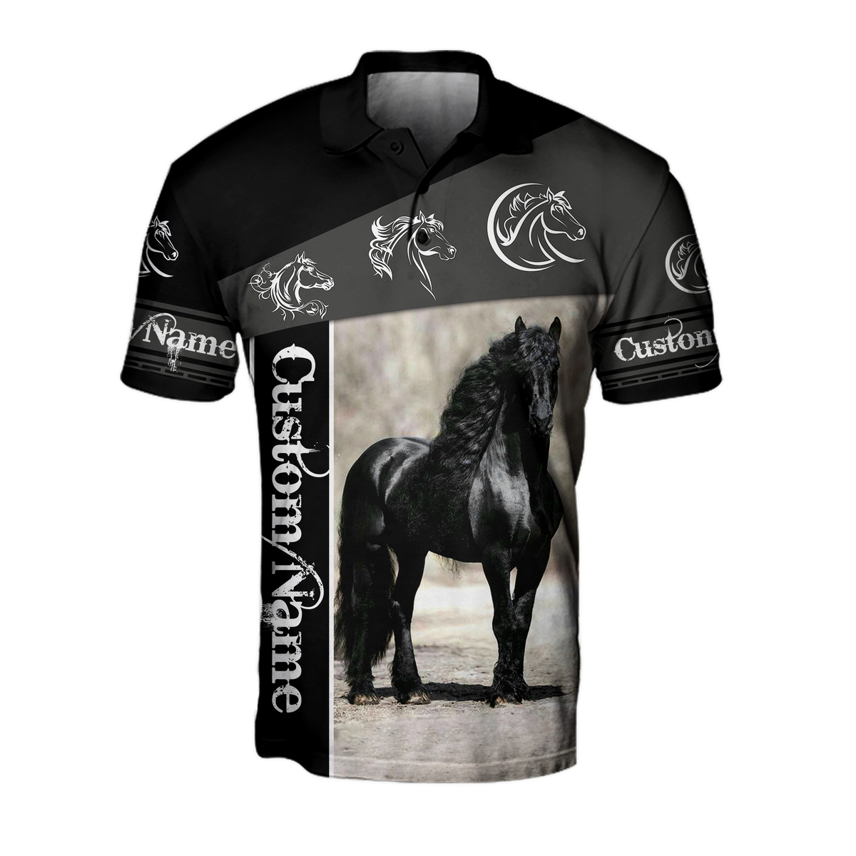 Black Horse Custom Name 3D All Over Printed Shirts TA09252001S