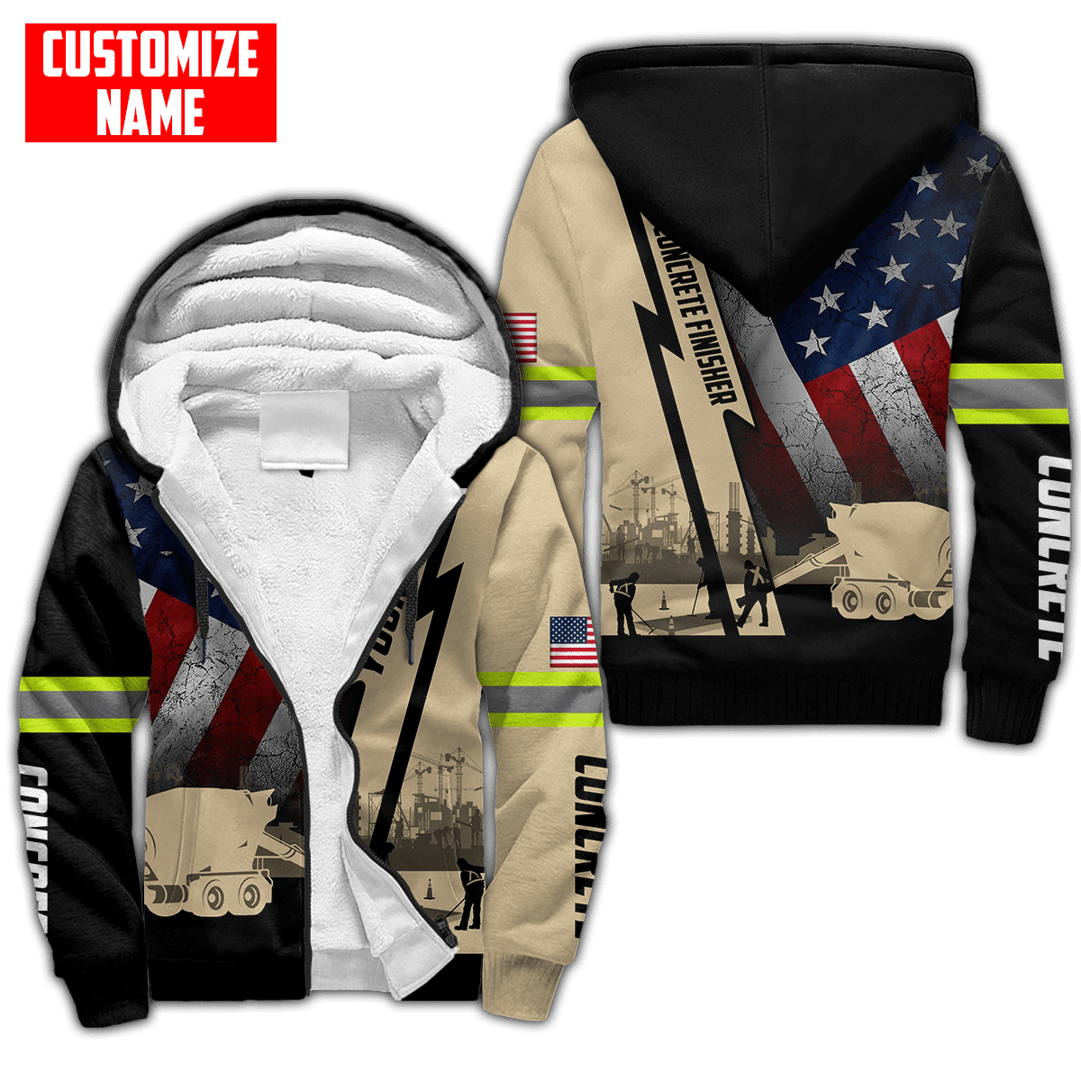 US Concrete Finisher Custom name 3D printed shirts