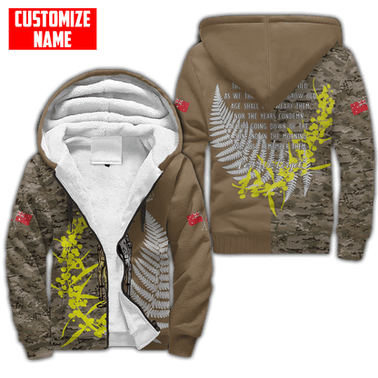 Custom name Anzac day The ode remembrance Soldier 3D printed winter shirts