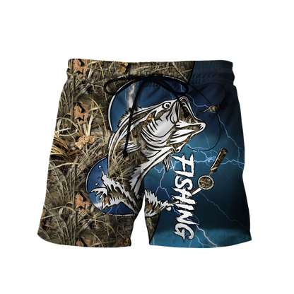 Custom name Bass fishing Sport - Blue ver 3D Design print shirts