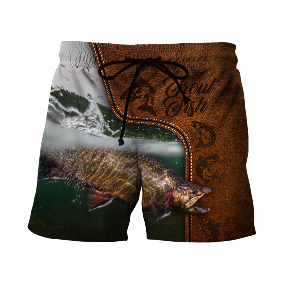 Trout Fishing water camo Cosplay leather 3D print shirts