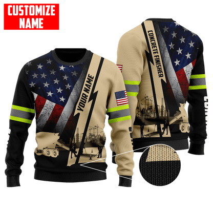 US Concrete Finisher Custom name 3D printed shirts