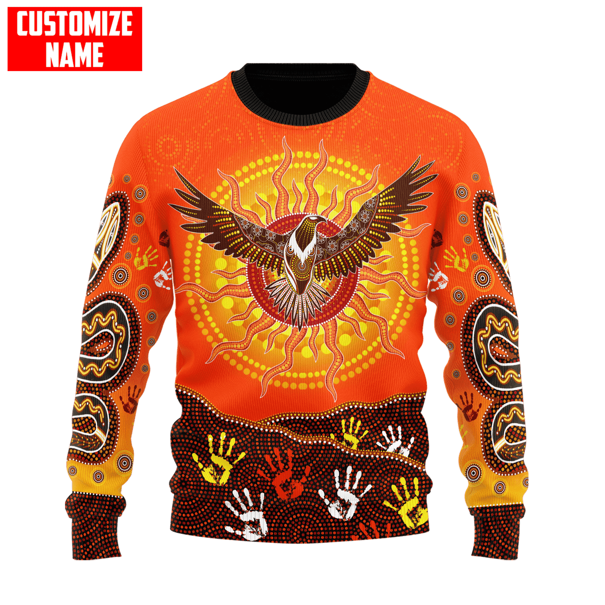 Aboriginal Eagle Flying into Sunset Custom name 3D printed winter shirts