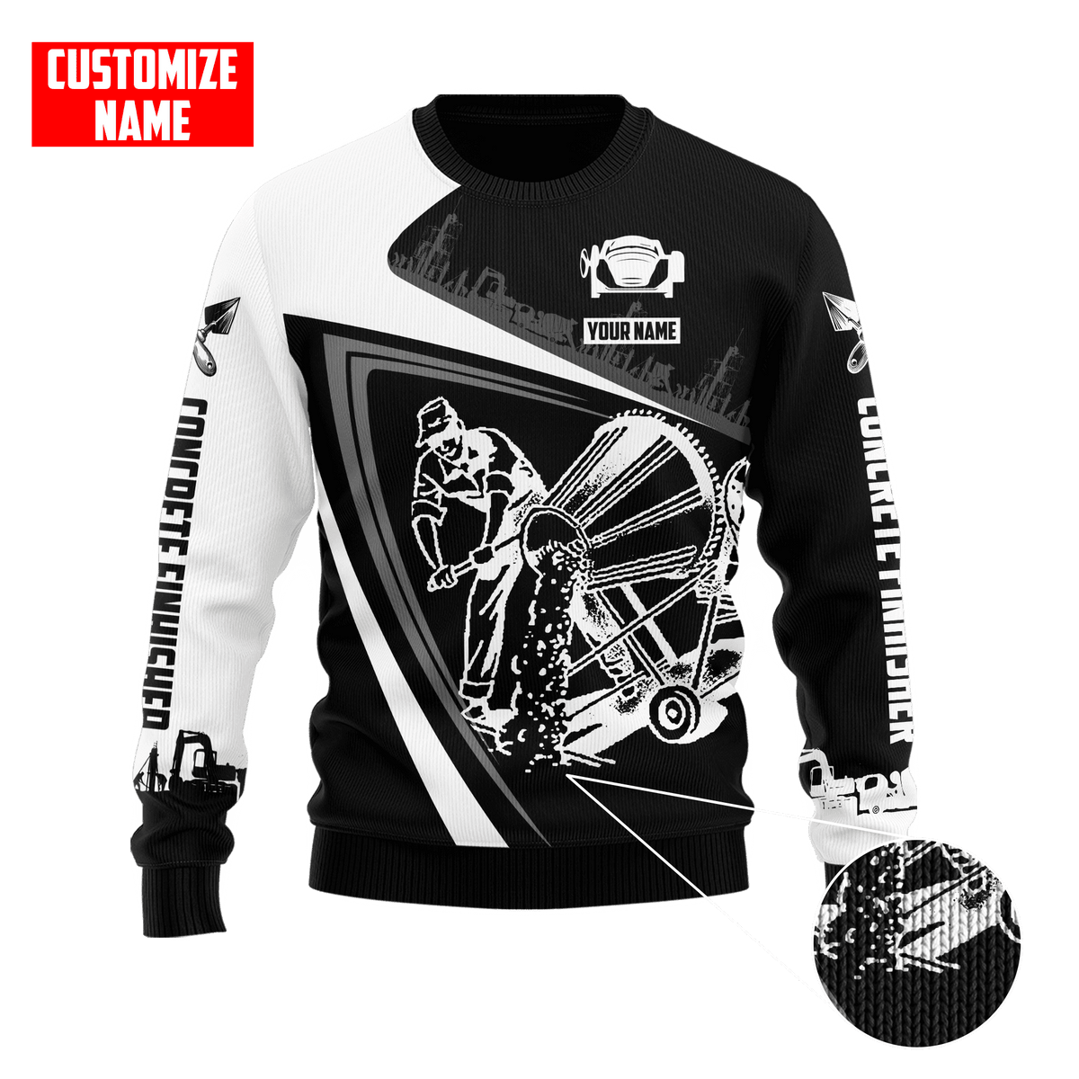 Customized Name Mixer Concrete Finisher 3D All Over Printed Unisex Shirts