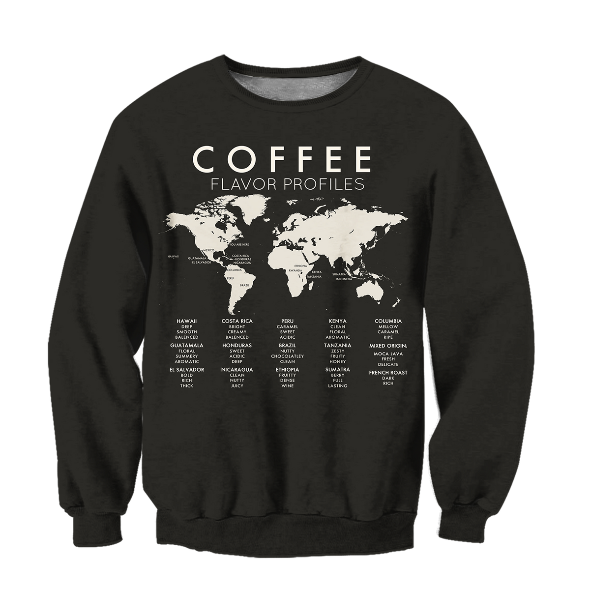 Beautiful Maps Coffee World 3D All Over Printed Differences Between Types Of World Coffee Shirts and Shorts Pi271102 PL-Apparel-PL8386-sweatshirt-S-Vibe Cosy™