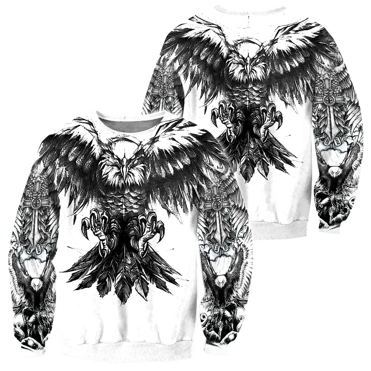 Eagle Tattoo Art Hoodie T Shirt For Men and Women HAC300504-NM-Apparel-NM-Sweatshirts-S-Vibe Cosy™