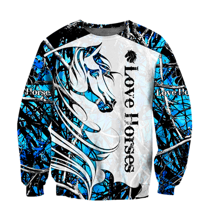 Horse Camo Blue Pattern 3D All Over Printed Shirts Pi050502-Apparel-TA-Sweatshirts-S-Vibe Cosy™