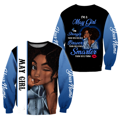 May Girl Customize Name 3D All Over Printed  Unisex Hoodie