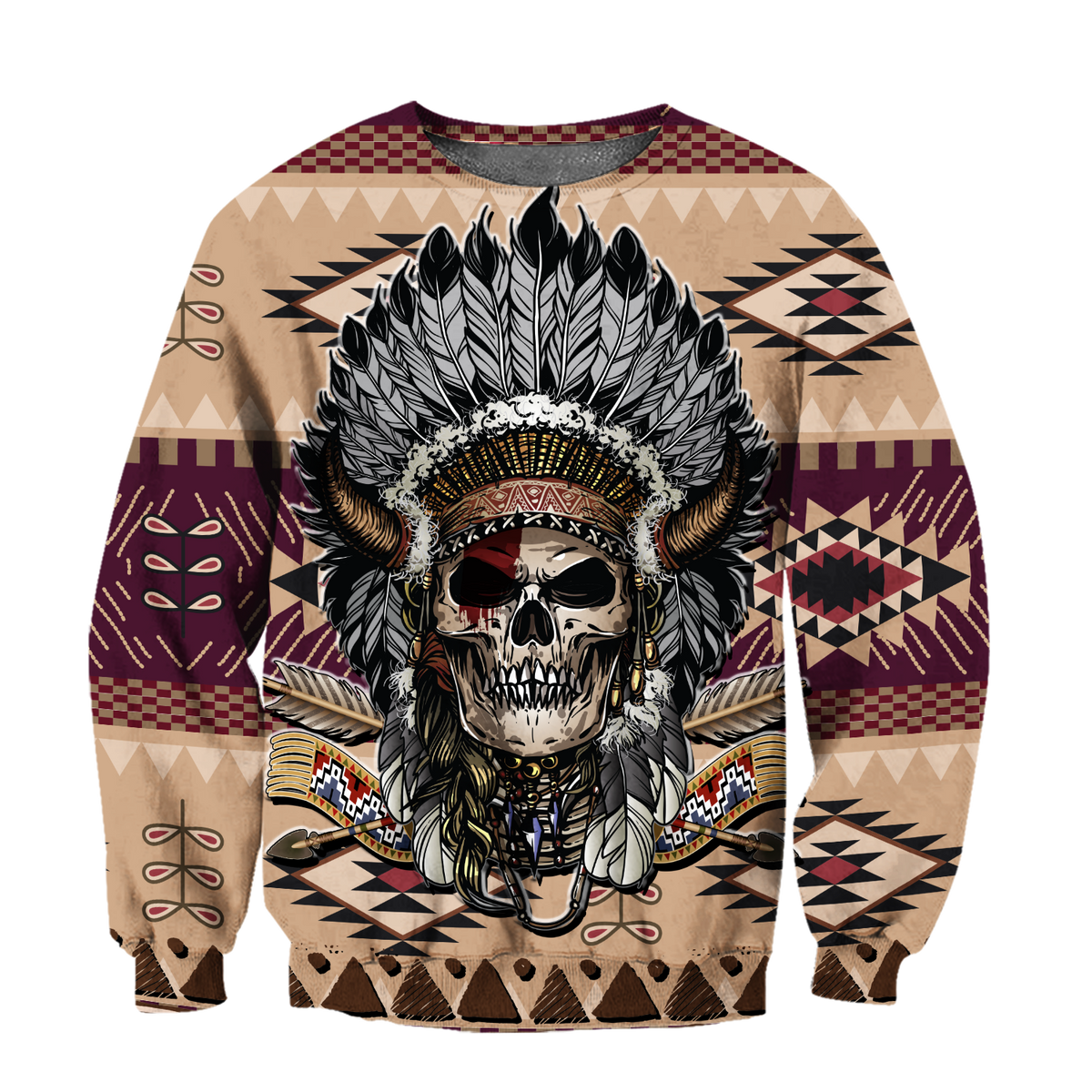 Love Skull native 3D all over printed for man and women QB06062004-Apparel-PL8386-Sweatshirt-S-Vibe Cosy™