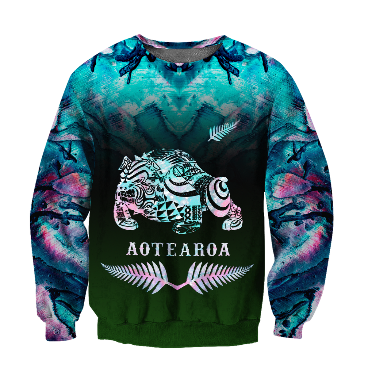 New zealand maori bulldog tattoo paua 3d all over printed shirt and short for man and women-Apparel-PL8386-Sweatshirt-S-Vibe Cosy™