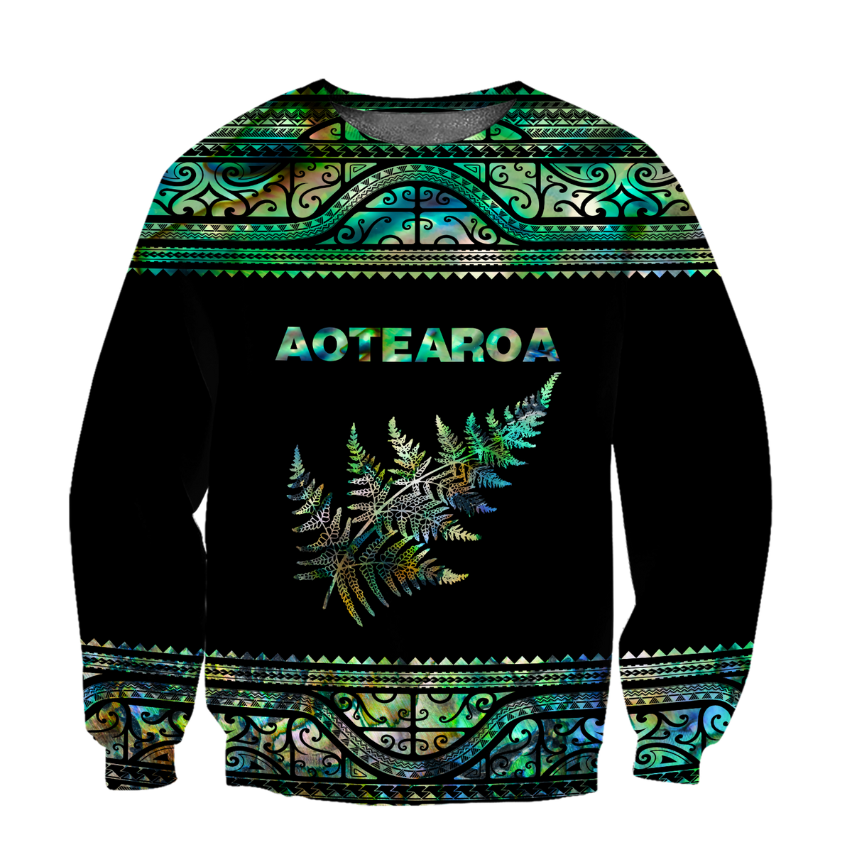 Aoteatoa New Zealand Maori Silver Fern - Paua Shell 3d all over printed shirt and short for man and women-Apparel-PL8386-Sweatshirt-S-Vibe Cosy™