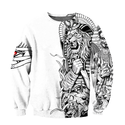 3D Tattoo Ancient Egypt Lion God Over Printed Shirt for Men and Women