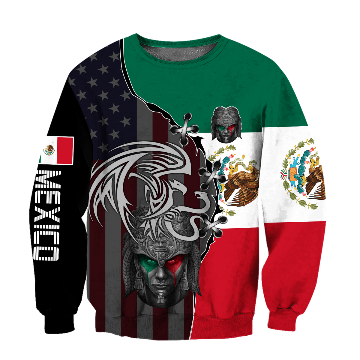 Mexican Aztec & Coat Of Arms 3D All Over Printed Hoodie Shirt Limited by SUN QB06232007