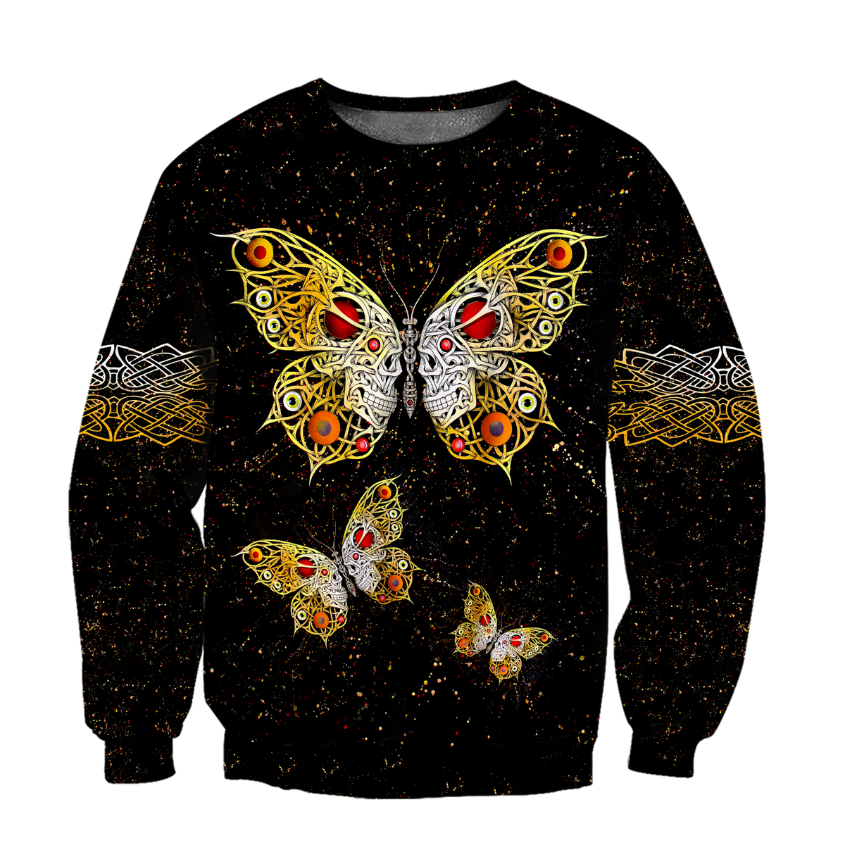 Butterfly Love Skull 3D all over printed for man and women QB05202001-Apparel-PL8386-Sweatshirt-S-Vibe Cosy™