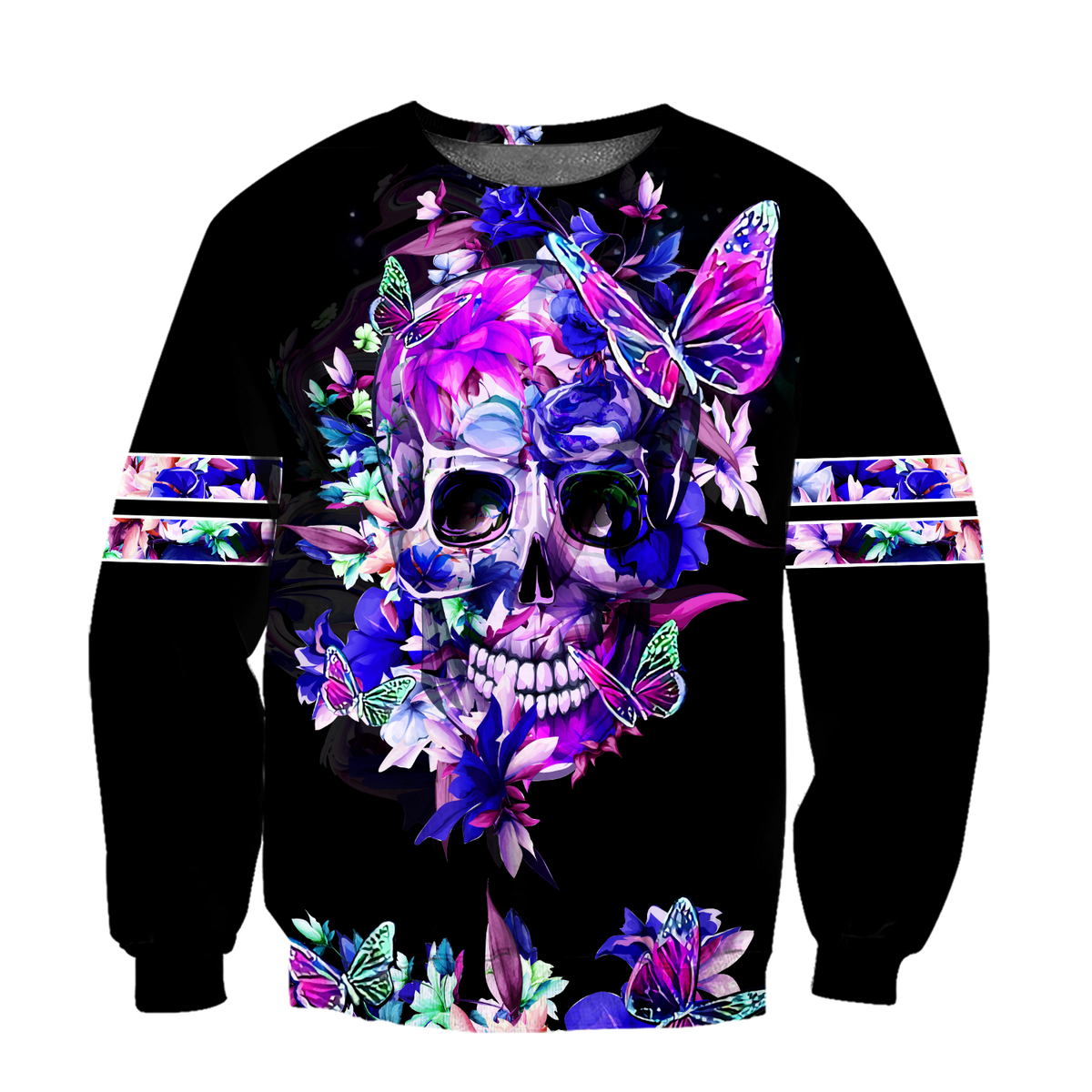 Butterfly Love Skull 3D all over printed for man and women QB05252002-Apparel-PL8386-Sweatshirt-S-Vibe Cosy™