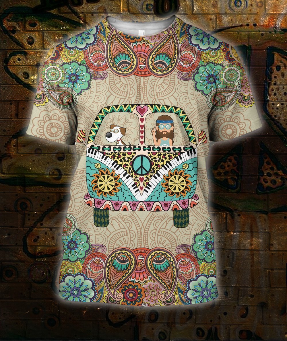 Dog Hippie 3D All Over Printed Shirts for Men and Women TT-Apparel-TT-T-Shirt-S-Vibe Cosy™