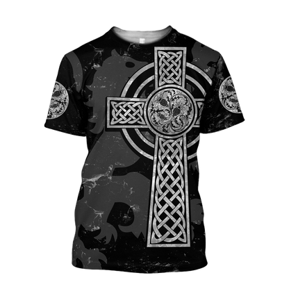 Scottish Thristle Celtic Cross grey ver3 Hoodie AZ210204-Apparel-PL8386-T-shirt-S-Vibe Cosy™