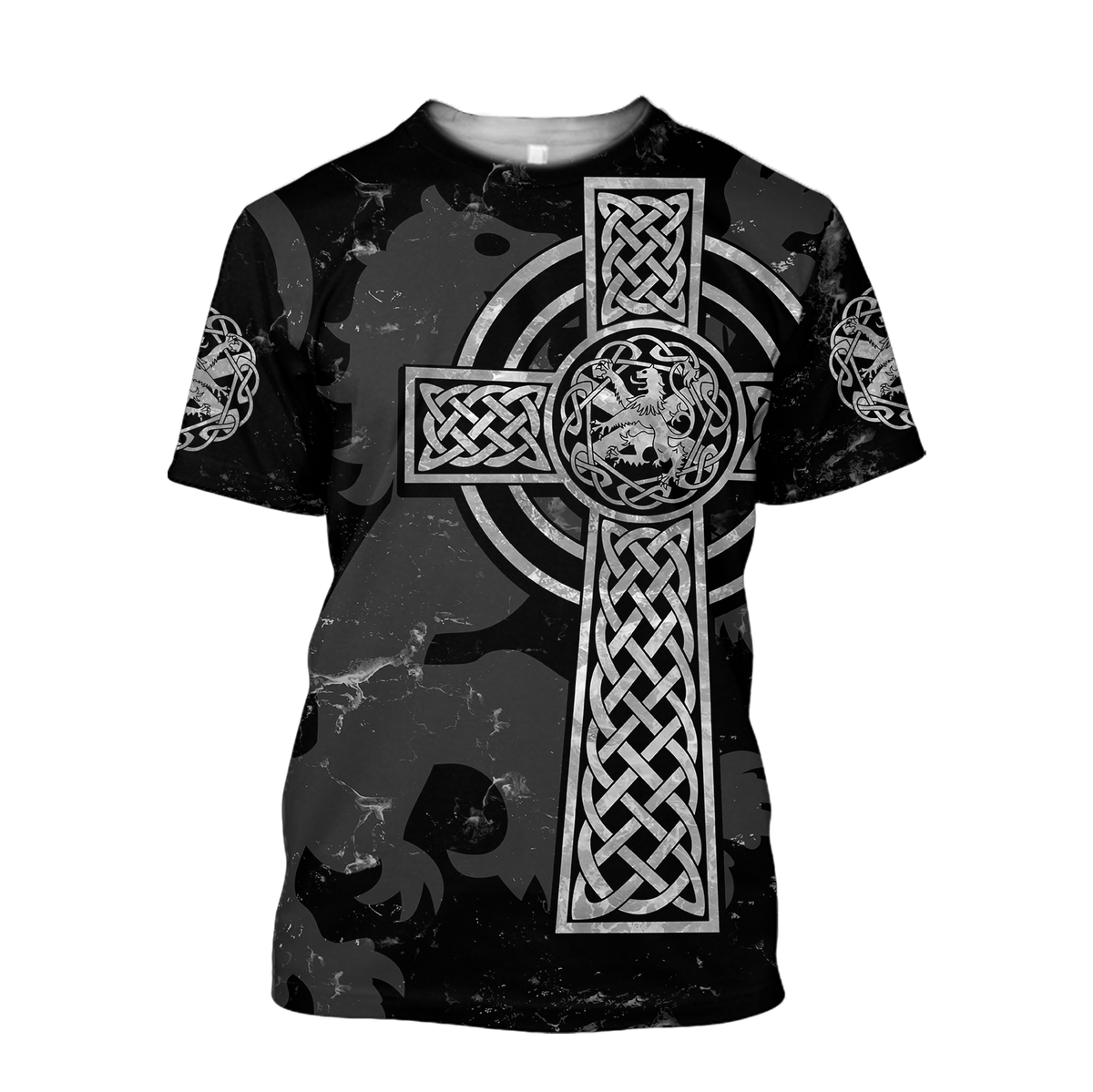 Scottish Lion Celtic Cross grey version Hoodie AZ210201-Apparel-PL8386-T-shirt-S-Vibe Cosy™