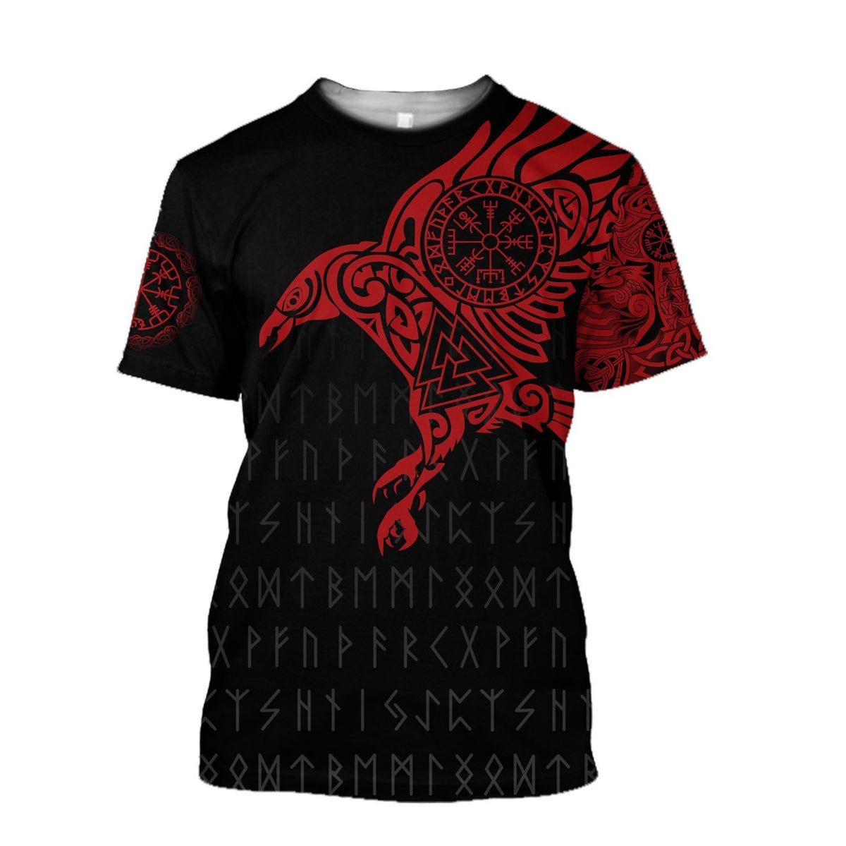 Vikings - The Raven of Odin Tattoo Red Hoodie-Apparel-HP Arts-T-Shirt-S-Vibe Cosy™