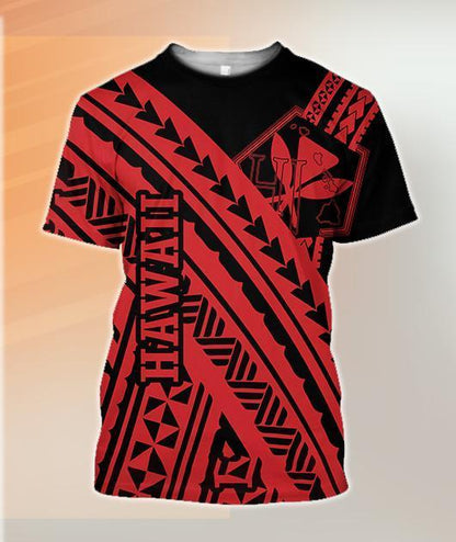 Hawaii Kanaka Polynesian Hoodie - Poly Style Red - AH - J1-ALL OVER PRINT HOODIES (P)-Phaethon-T-Shirt-S-Vibe Cosy™
