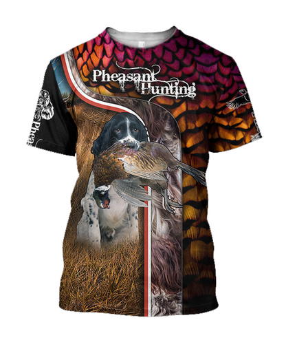 Pheasant Springer Hunting 3D All Over Printed Shirts For Men And Women JJ110102-Apparel-MP-T-Shirt-S-Vibe Cosy™