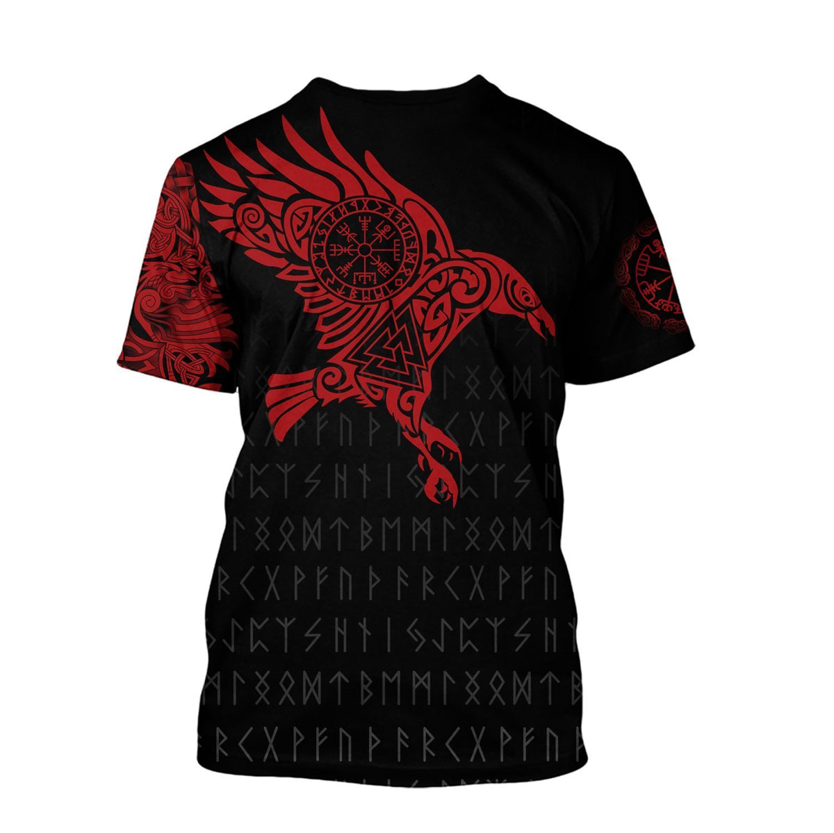 Vikings - The Raven of Odin Tattoo Red Hoodie-Apparel-HP Arts-Hoodie-S-Vibe Cosy™